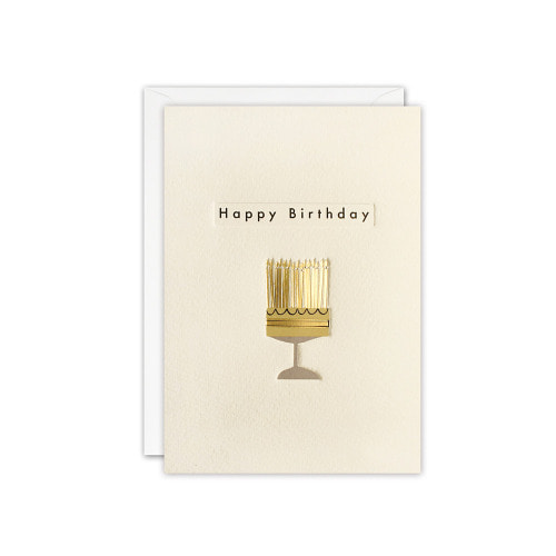 birthday cake with gold candles ingot card