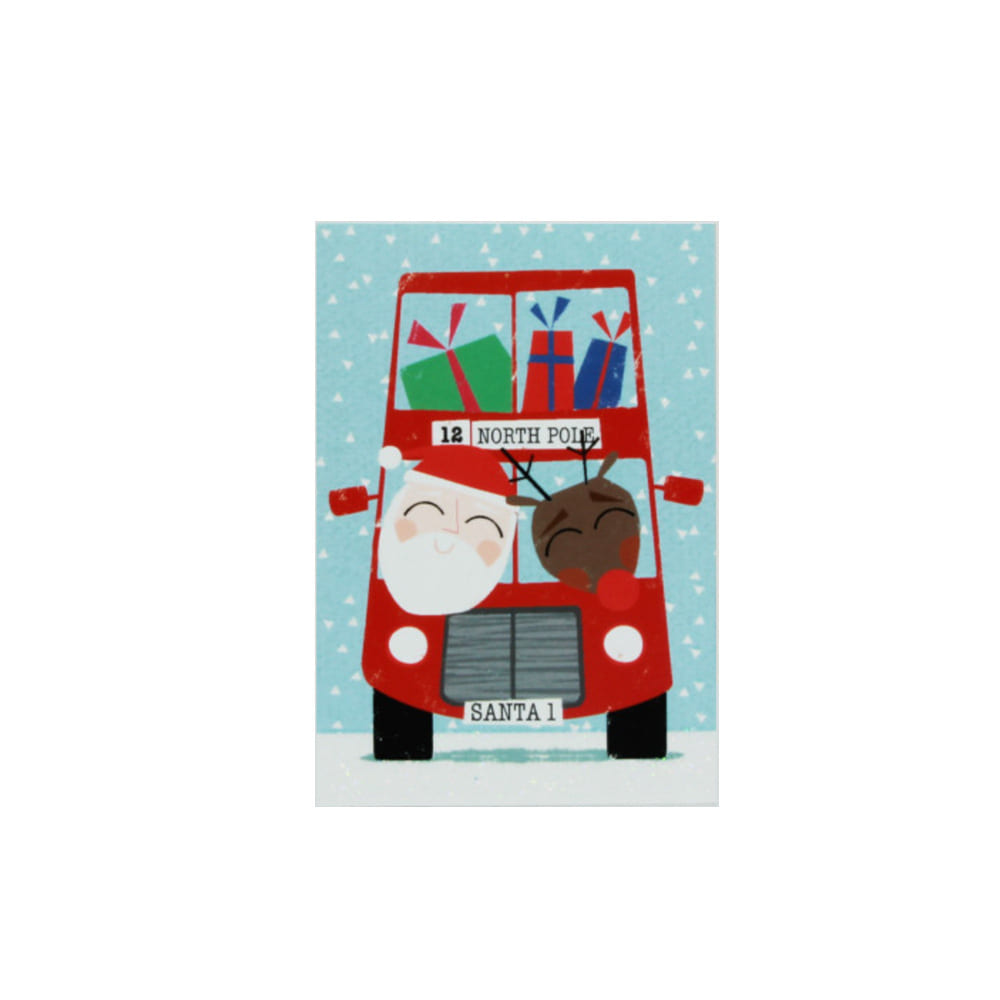 X-MAS _ santa deer in red bus