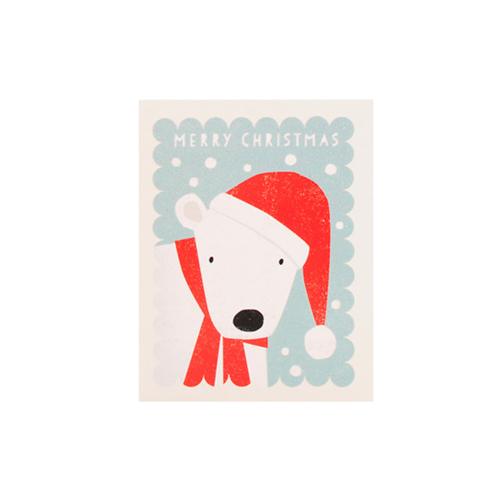 X-MAS _ Polar bear with santa hat stamp