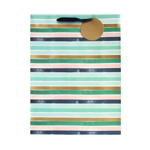 XL gift bag green striped