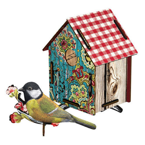 Bird house with fabric bird serenade