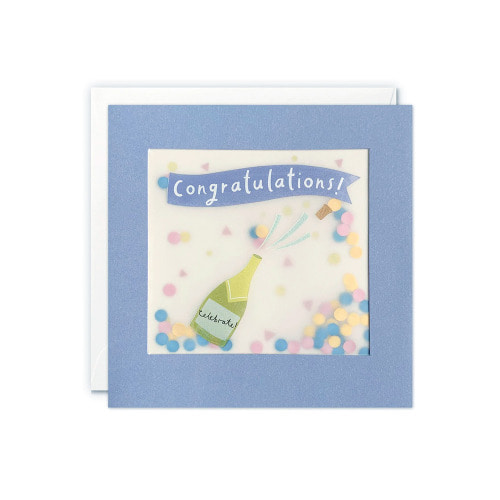 Congratulations popping champagne paper shakies card