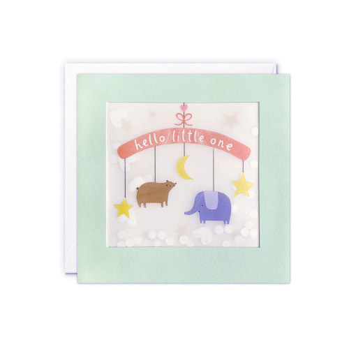 New baby mobile paper shakies card