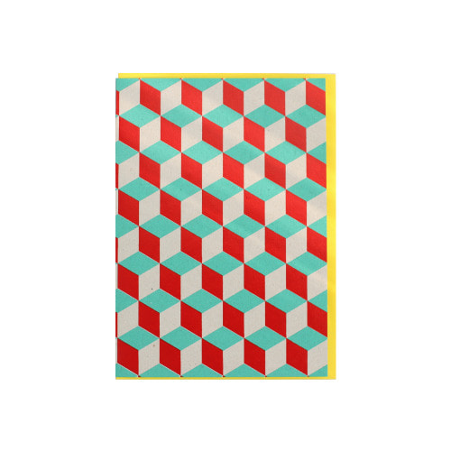 1589 Grafika Card-aqua/red cube